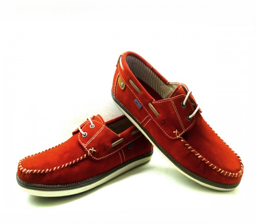 Nauticos Para Hombre En Ante Rojo